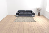 6' X 9' Ivory And Grey Fleur De Lis Stain Resistant Non Skid Area Rug