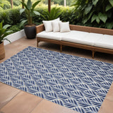 5' X 8' Blue Floral Stain Resistant Non Skid Area Rug
