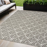 5' X 8' Charcoal Floral Stain Resistant Non Skid Area Rug