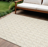 7' X 10' Ivory And Grey Floral Stain Resistant Non Skid Area Rug