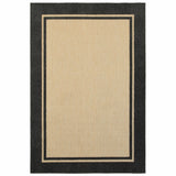 2' X 3' Beige and Black Stain Resistant Indoor Outdoor Area Rug