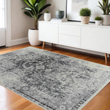 4' X 6' Black Oriental Area Rug