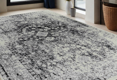 5' X 8' Black Oriental Area Rug