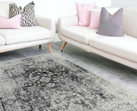 8' X 11' Black Oriental Area Rug