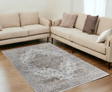 5' X 8' Brown Oriental Area Rug