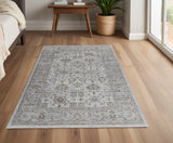 4' X 6' Grey Oriental Area Rug