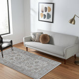 5' X 8' Grey Oriental Area Rug