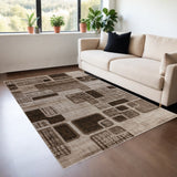 4' X 6' Brown Geometric Area Rug