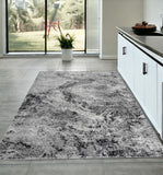 4' X 6' Gray And Black Abstract Distressed Area Rug