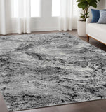 5' X 7' Gray And Black Abstract Distressed Area Rug