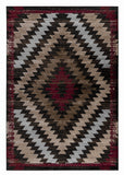 5' X 7' Brown And Red Geometric Area Rug