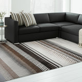 8' X 11' Beige Striped Area Rug