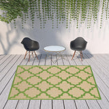 8' X 11' Green Geometric Stain Resistant Indoor Outdoor Area Rug