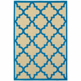 8' X 11' Blue and Beige Geometric Stain Resistant Indoor Outdoor Area Rug