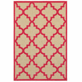 8' X 11' Red Geometric Stain Resistant Indoor Outdoor Area Rug