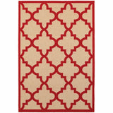 4' X 5' Red Geometric Stain Resistant Indoor Outdoor Area Rug