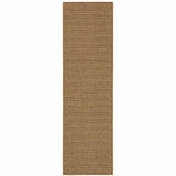 2' X 8' Tan Striped Stain Resistant Indoor Outdoor Area Rug