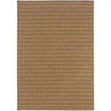 7' X 10' Tan Striped Stain Resistant Indoor Outdoor Area Rug