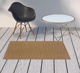 2' X 4' Tan Geometric Stain Resistant Indoor Outdoor Area Rug