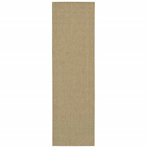 2' X 8' Beige Stain Resistant Indoor Outdoor Area Rug