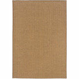 4' X 6' Tan Striped Stain Resistant Indoor Outdoor Area Rug