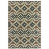 5' X 7' Gray Geometric Stain Resistant Indoor Outdoor Area Rug