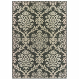 5' X 7' Gray Floral Stain Resistant Indoor Outdoor Area Rug