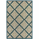 3' X 5' Blue and Gray Geometric Stain Resistant Indoor Outdoor Area Rug