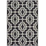 2' X 4' Black and Gray Geometric Stain Resistant Indoor Outdoor Area Rug