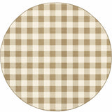 8' X 8' Gray and Ivory Round Geometric Stain Resistant Indoor Outdoor Area Rug