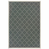 4' X 6' Gray and Ivory Geometric Stain Resistant Indoor Outdoor Area Rug