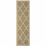 2' X 8' Tan Geometric Stain Resistant Indoor Outdoor Area Rug