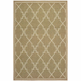 5' X 8' Tan Geometric Stain Resistant Indoor Outdoor Area Rug