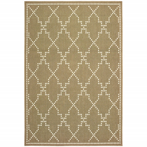 8' X 11' Tan Geometric Stain Resistant Indoor Outdoor Area Rug
