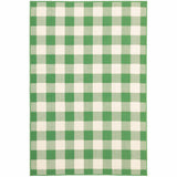 8' X 11' Green and Ivory Geometric Stain Resistant Indoor Outdoor Area Rug
