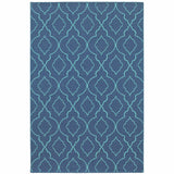 8' X 11' Blue Geometric Stain Resistant Indoor Outdoor Area Rug