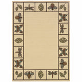 8' X 11' Brown and Ivory Abstract Stain Resistant Indoor Outdoor Area Rug