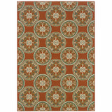 8' X 11' Brown and Ivory Floral Stain Resistant Indoor Outdoor Area Rug