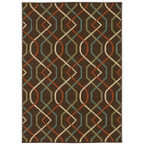 2' X 4' Brown and Ivory Geometric Stain Resistant Indoor Outdoor Area Rug
