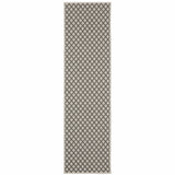 2' X 7' Beige Geometric Stain Resistant Indoor Outdoor Area Rug