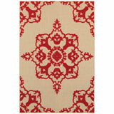 8' X 11' Red Oriental Stain Resistant Indoor Outdoor Area Rug