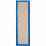 2' X 8' Blue and Beige Stain Resistant Indoor Outdoor Area Rug