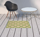 2' X 3' Green Geometric Stain Resistant Indoor Outdoor Area Rug