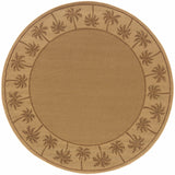 8' X 8' Beige Round Stain Resistant Indoor Outdoor Area Rug