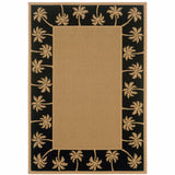 2' X 4' Beige and Black Stain Resistant Indoor Outdoor Area Rug