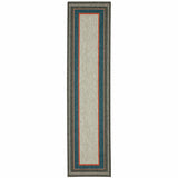 2' X 8' Blue and Gray Stain Resistant Indoor Outdoor Area Rug