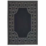 8' X 11' Black and Ivory Stain Resistant Indoor Outdoor Area Rug