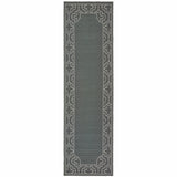2' X 8' Gray and Ivory Stain Resistant Indoor Outdoor Area Rug