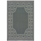 5' X 8' Gray and Ivory Stain Resistant Indoor Outdoor Area Rug