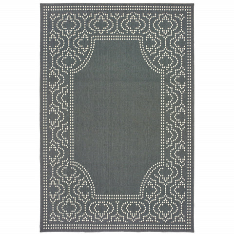 8' X 11' Gray and Ivory Stain Resistant Indoor Outdoor Area Rug
